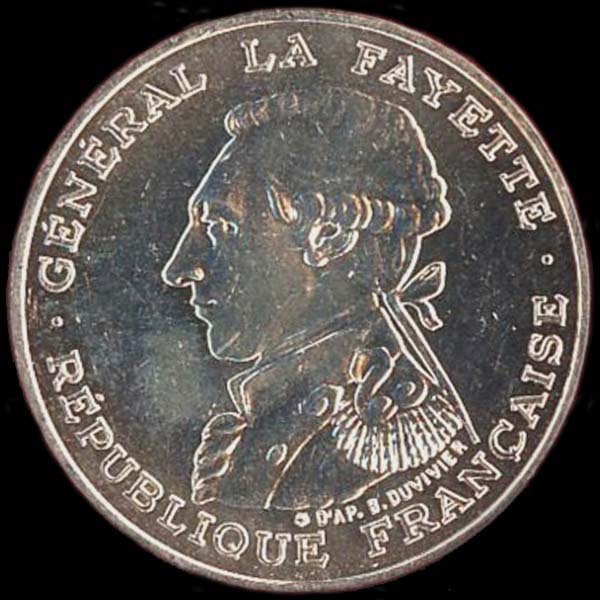 Pice 100 Francs franais 1987 argent galit avers
