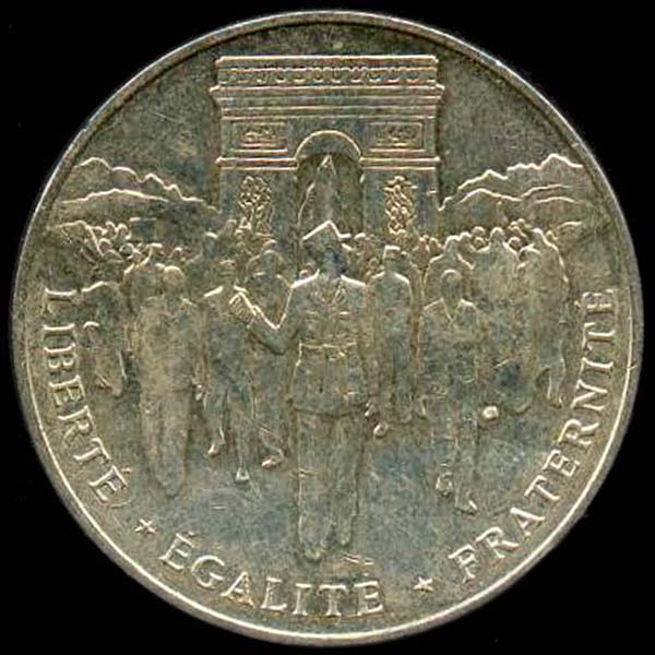 Pice 100 Francs franais 1994 argent Libration de Paris avers