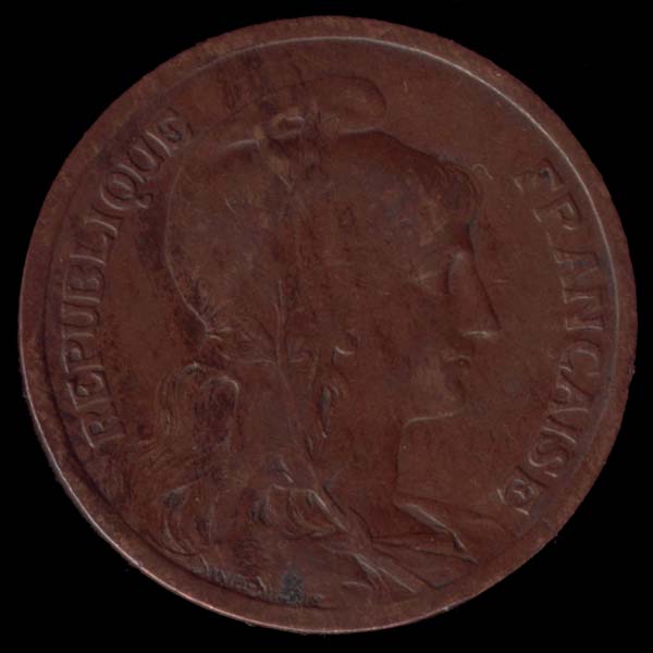 Pice de 10 Centimes de Franc franais type Dupuis en bronze avers