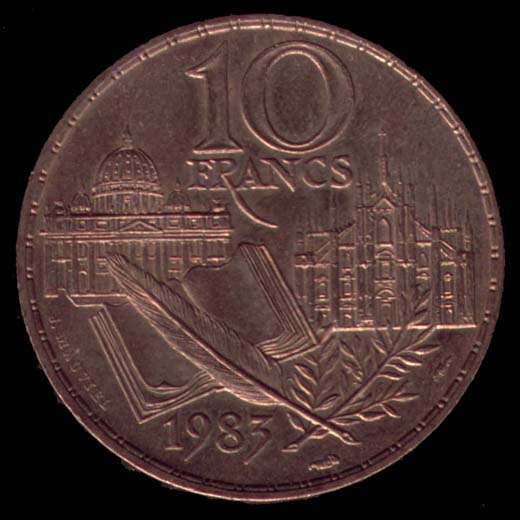 Pice de 10 Francs franais type Stendhal revers