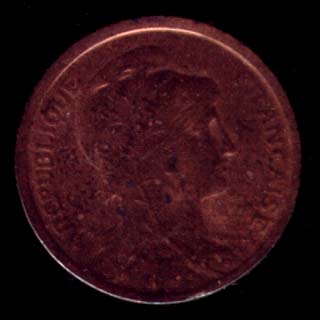 Pice de 1 Centime de Franc franais type Dupuis en bronze avers