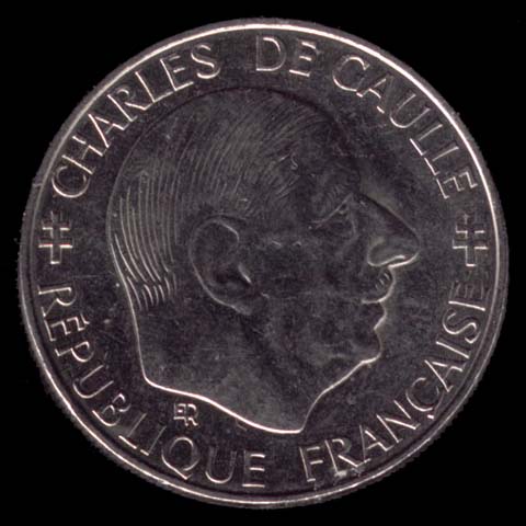 Pice de 1 Franc franais du 1988 en nickel type Charles de Gaulle avers