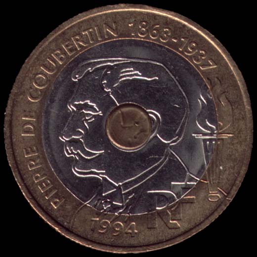 Pice de 20 Francs franais type Pierre de Coubertin avers