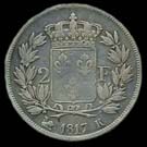 5 francs Louis XVIII  buste nu revers