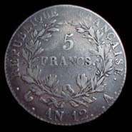 5 francs Napolon Empereur type intermdiaire revers