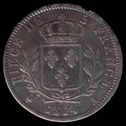 5 francs Louis XVIII buste habill revers