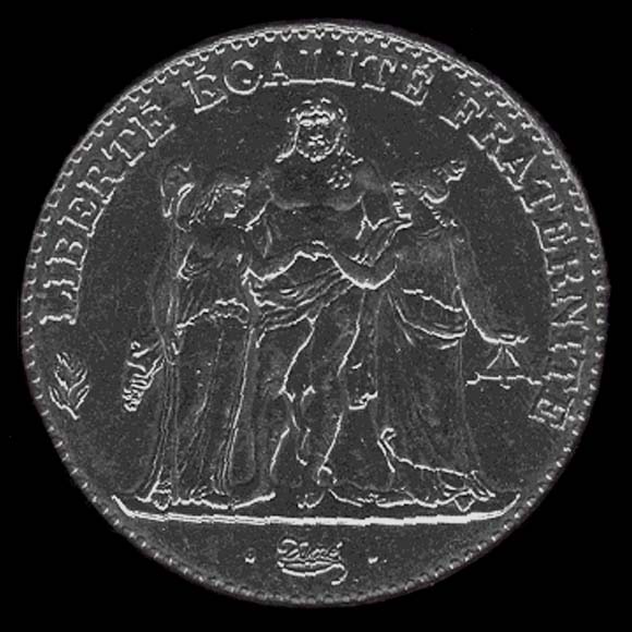 Pice de 5 Francs franais type Hercule en nickel avers