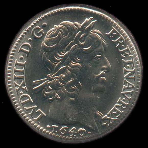 Pice de 5 Francs franais type Louis d'or de Louis XIII avers