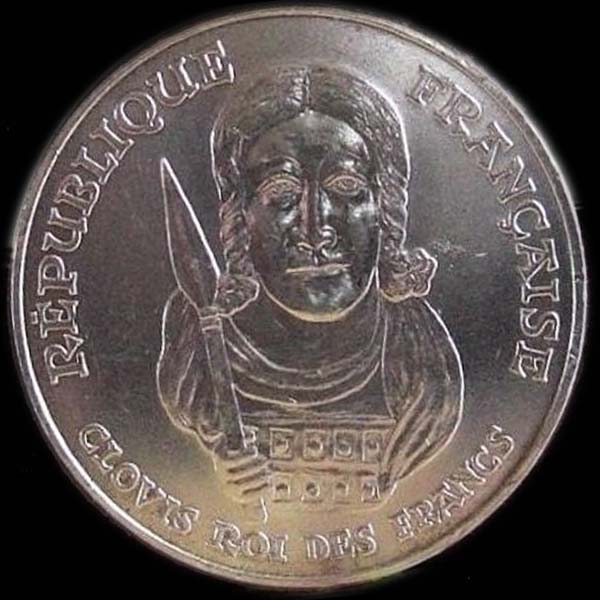 Pièce 100 Francs français 1996 argent Clovis avers