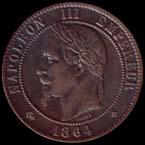 10 centimes Napoléon III tête laurée avers