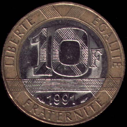 Pièce de 10 Francs français type Génie de la Bastille revers