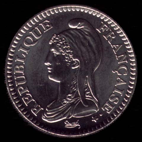 Pièce de 1 Franc français du 1992 en nickel type République avers