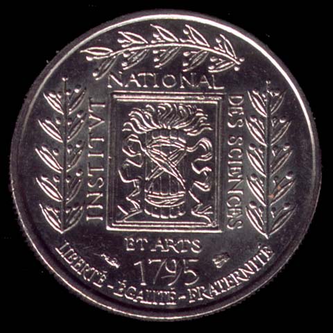 Pièce de 1 Franc français du 1995 en nickel type Institut de France revers