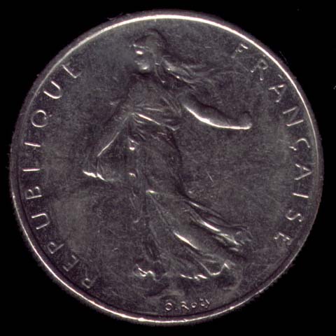 Pièce de 1 Franc français type Semeuse en nickel avers