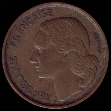 Pice de 20 Francs franais type G. Guiraud en Bronze-Aluminium avers