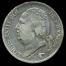 5 francs Louis XVIII  buste nu avers