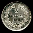 2 francs Louis Philippe I type Domard tête laurée revers