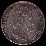 5 francs Louis Philippe I Type Domard tête laurée avers