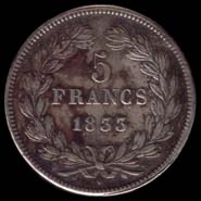5 francs Louis Philippe I type Domard tête laurée revers