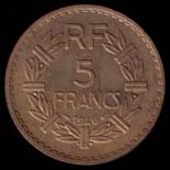 5 francs Lavrillier bronze-aluminium revers